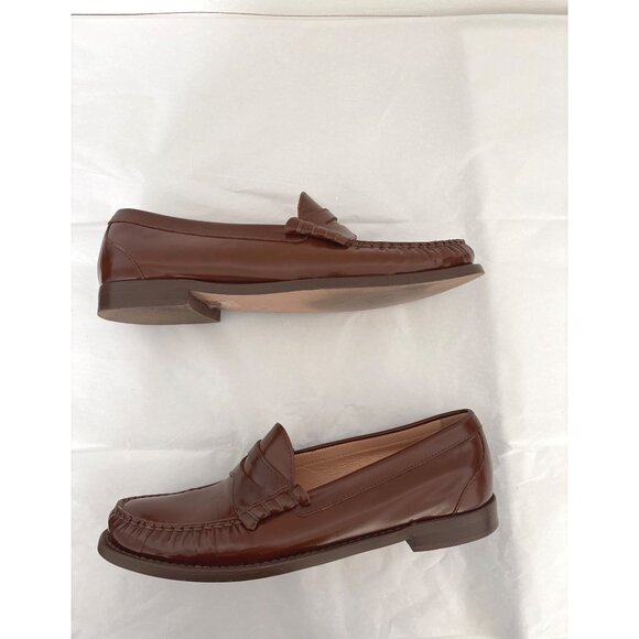 J.Crew Leather Penny Loafers Size 10 Brown Cognac Quiet Luxury Made in Morocco - Picture 6 of 13